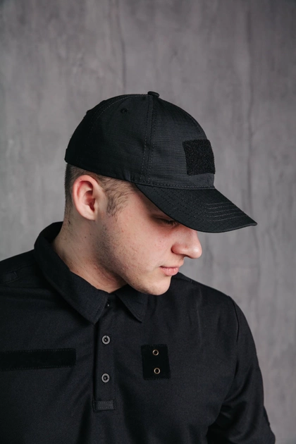 Мужская кепка с липучкой под шеврон, кепка черная мужская - изображение 1