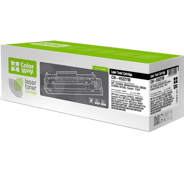 Картридж ColorWay HP СС532A/CE412A/CF382A/Canon 718 Yellow (CWH532YM