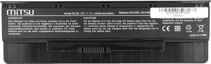 Bateria Mitsu do laptopów Asus 11,1 V 4400 mAh (BC/AS-N56) - obraz 2