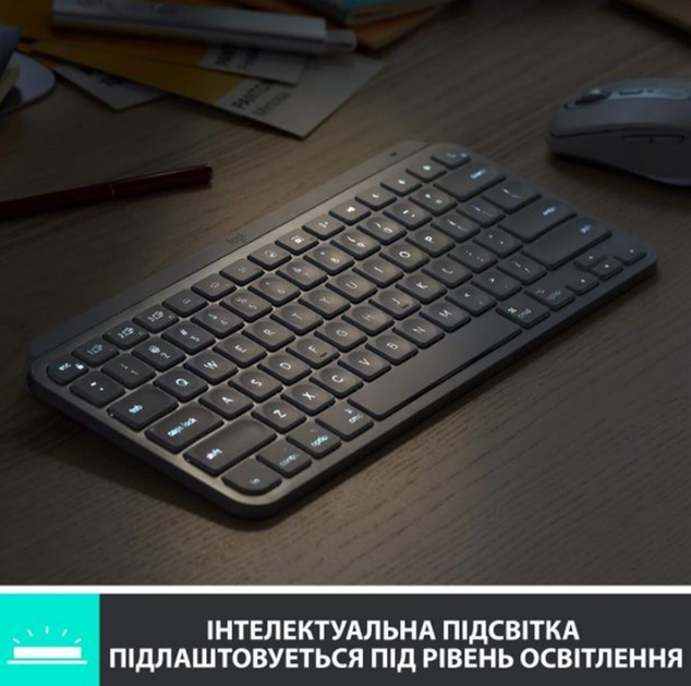 Клавіатура Logitech MX Keys Mini For Business, PALE, US, GREY (920-010609) (6857597) - Фото 6 Клавіатура Logitech MX Keys Mini For Business, PALE, US, GREY (920-010609) (6857597) - зображення 6