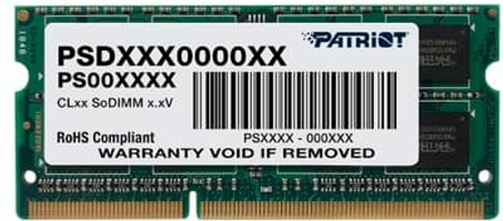 RAM Patriot SODIMM DDR3-1600 4096MB PC3-12800 (PSD34G160081S) - obraz 1