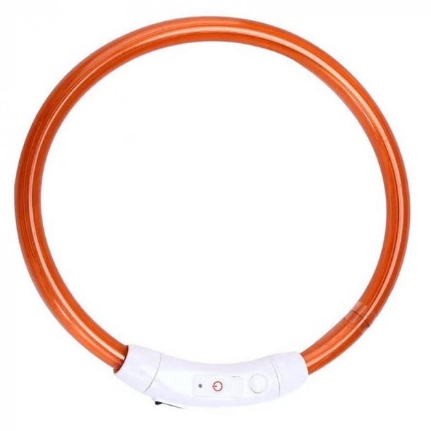 Светящийся ошейник LED для собак с USB зарядкой 35 см S Оранжевый от ...