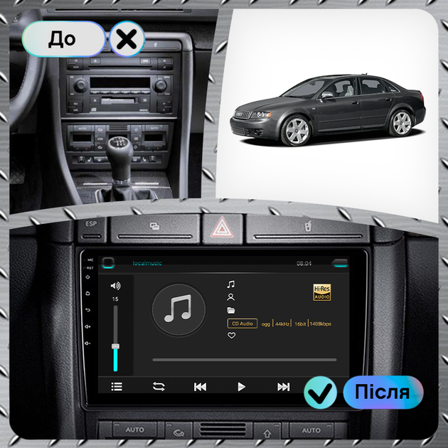 Штатная магнитола 9" Lesko для Audi S4 II (B6) 2002-2004 2/32Gb Wi-Fi GPS Base Ауди - изображение 3