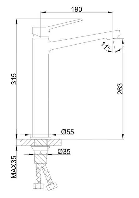 Смеситель для умывальника Frap F1061-2 высокий, хром - изображение 6