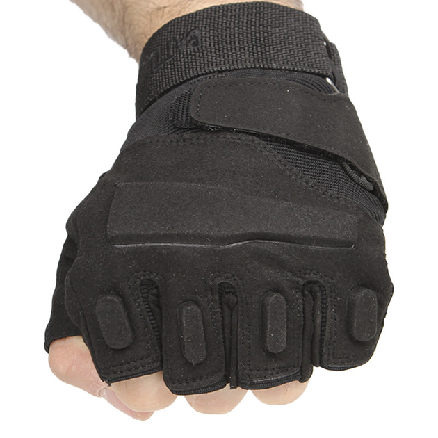 Перчатки тактические короткие Han-Wild HW72 Black XL мужские без пальцев с защитными вставками taktical - изображение 2