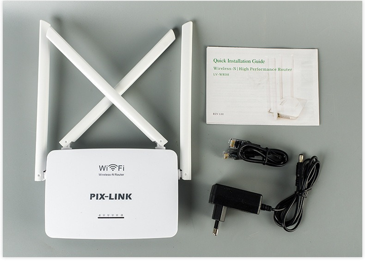 Роутер маршрутизатор WiFi Pix-Link 4xLAN/1xWAN 802.11n, 2.4GHz 300 Mbps 4*5dBi антени Білий - зображення 8