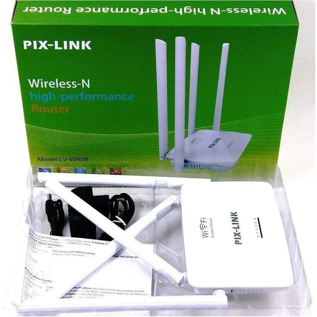Роутер маршрутизатор WiFi Pix-Link 4xLAN/1xWAN 802.11n, 2.4GHz 300 Mbps 4*5dBi антени Білий - зображення 10