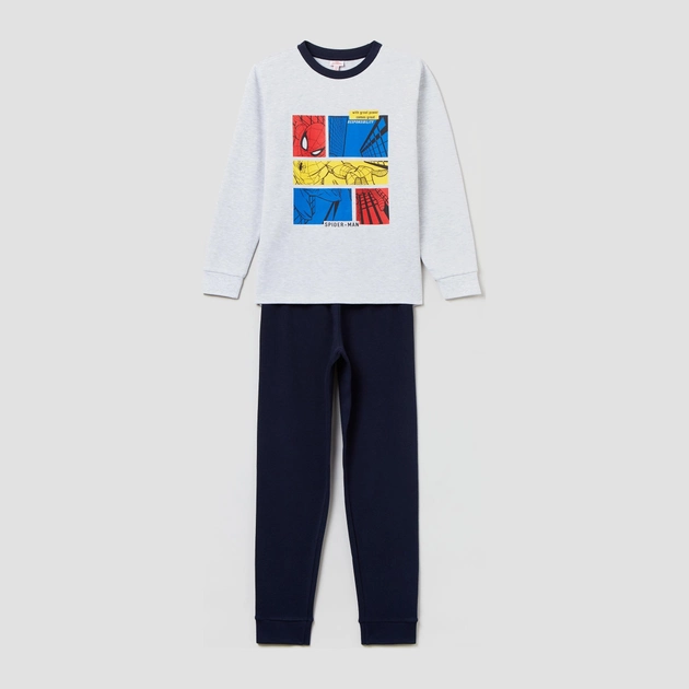 Піжама дитяча (футболка з довгими рукавами + штани) OVS 1628996 110 см Grey Melange (8052147504899) - зображення 1