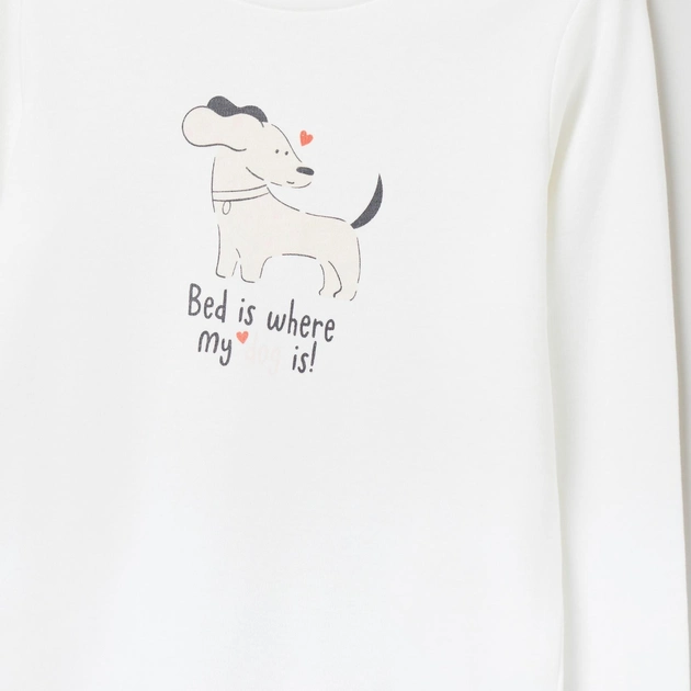 Піжама дитяча (футболка з довгими рукавами + штани) OVS 1629989 104 см Off-White/Pink (8052147517844) - зображення 2