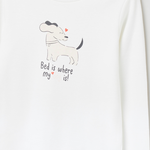 Піжама дитяча (футболка з довгими рукавами + штани) OVS 1629989 128 см Off-White/Pink (8052147517882) - зображення 2