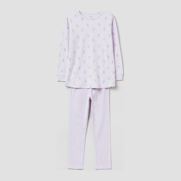 Піжама дитяча (футболка з довгими рукавами + штани) OVS 1630044 122 см Violet Melange (8052147518421) - зображення 1