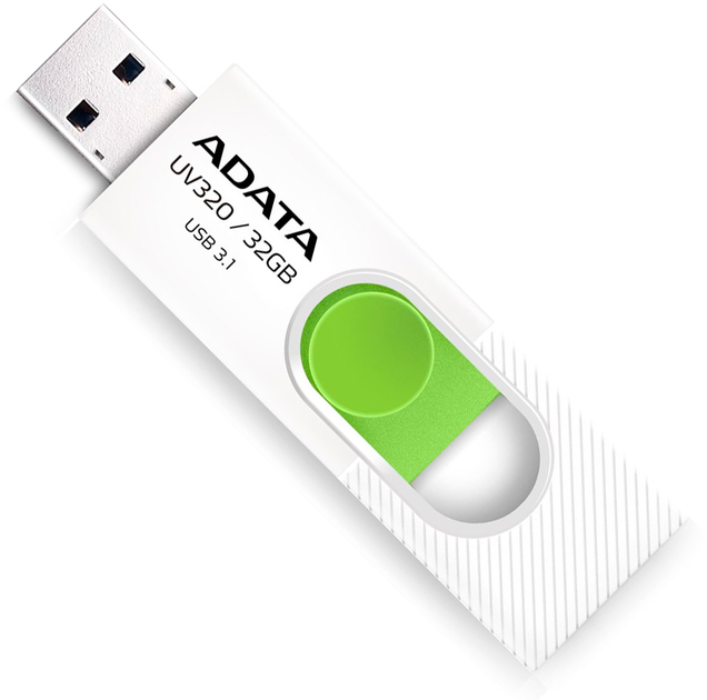 ADATA UV320 32GB USB 3.1 White-Green (AUV320-32G-RWHGN) - зображення 1