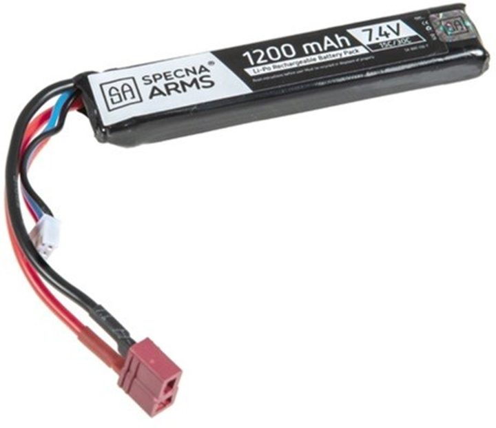 Акумулятор Specna Arms LiPo 7.4V 1200mAh 15/30C T-Connector (13280 strikeshop) - зображення 1