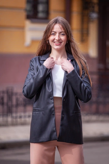 Черный пиджак из экокожи FashionYouWant S черный 43442167 - изображение 3
