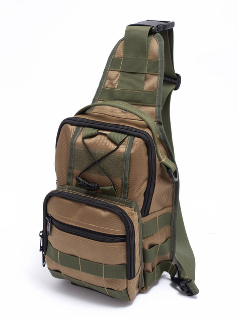 Тактическая сумка-рюкзак через плечо Sling Pack Койот Maybel (1717-1) - изображение 2
