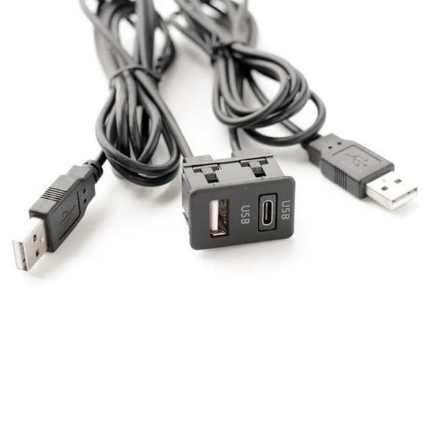 Кабель удлинитель 2x USB Type-C 1.5 м для автомобильной магнитолы порт ...