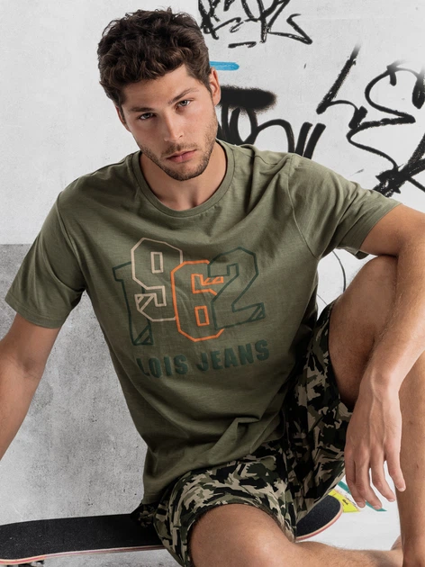 Piżama męska z szortami i krótkim rękawem Admas Lois 55378 S Khaki (8433623556715) - obraz 5