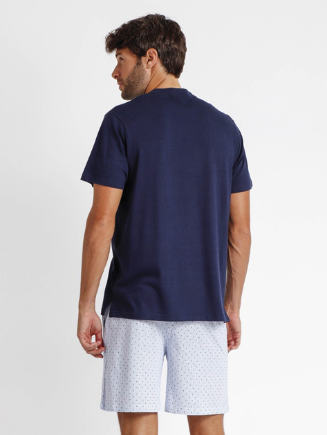 Піжама (футболка + шорти) чоловіча бавовняна Admas Classic 60252 L Блакитна (8433623655951) - зображення 2