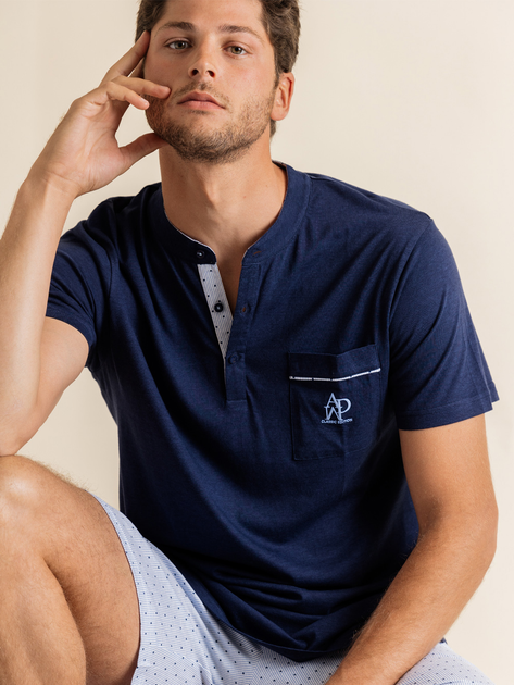 Piżama męska z szortami i krótkim rękawem Admas Classic 60252 XXL Niebieska (8433623655975) - obraz 4