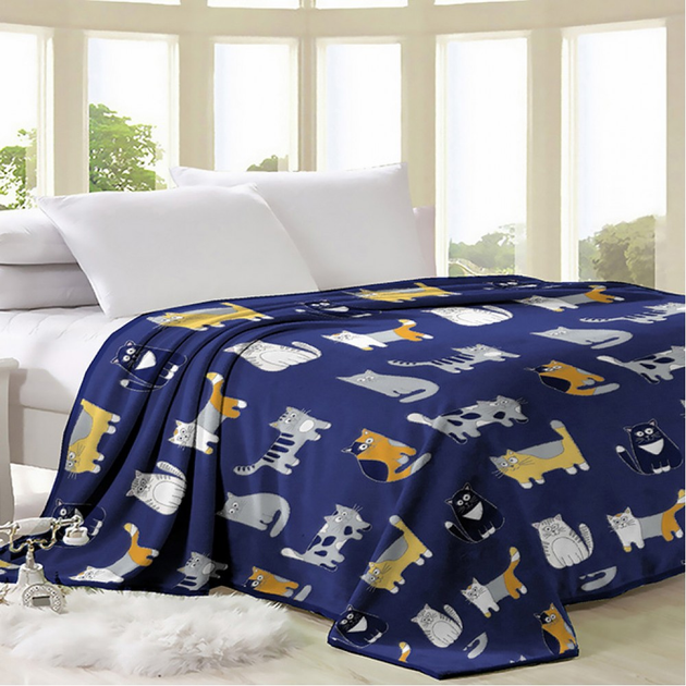 Плед флисовый Emily Cats синий 200х220 см (93966993) – фото, отзывы ...