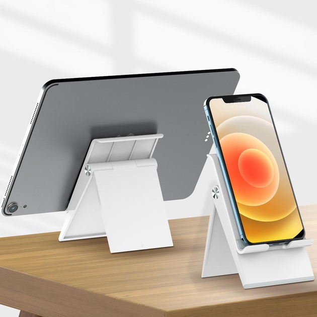 Телескопічна підставка для телефонів настільна Ldnio foldable desktop stand (4.7-7,2"). White - зображення 8