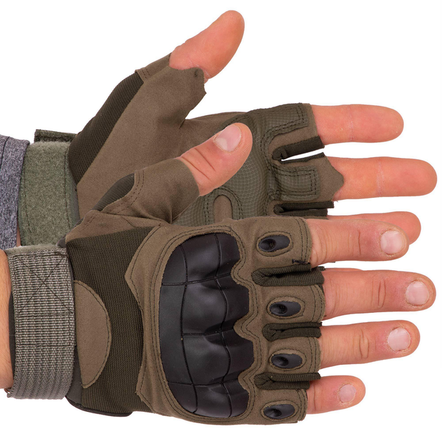 Тактичні рукавички з відкритими пальцями SP-Sport BC-8788 Колір: Оливковий розмір: XL - зображення 1