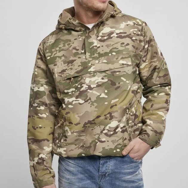 Куртка тактична Анорак Brandit Windbreaker Fleece Pull-over Tactical M Camo - зображення 1