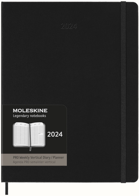 Еженедельник Moleskine Вертикальный PRO 2024 19 х 25 см 288 страниц ...