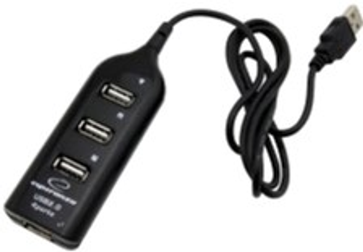 USB-хаб Esperanza USB-A - 4x USB 2.0 Black (EA116) - зображення 1