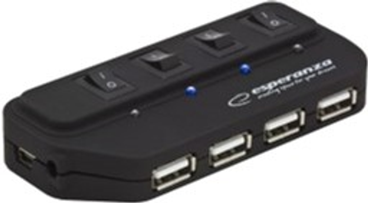 Hub USB Esperanza 4 x USB 2.0 480 Mbit/s Czarny (EA127) - obraz 1