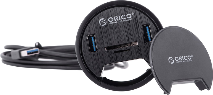 USB-хаб Orico USB-A 3.1, 2хUSB-A, SD Reader (DESK-2UST-BK-BP) - зображення 1