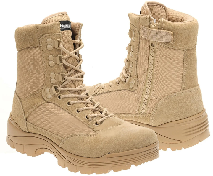 Ботинки тактические демисезонные Койот Mil-Tec Side zip boots на молнии 12822104 размер 47 - изображение 1