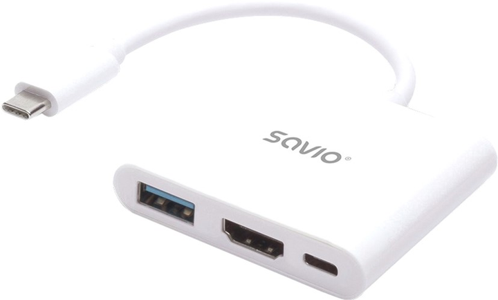 Hub USB Savio USB Type-C - HDMI, USB 3.0, PD, USB Type-C Biały (AK-48) - obraz 1