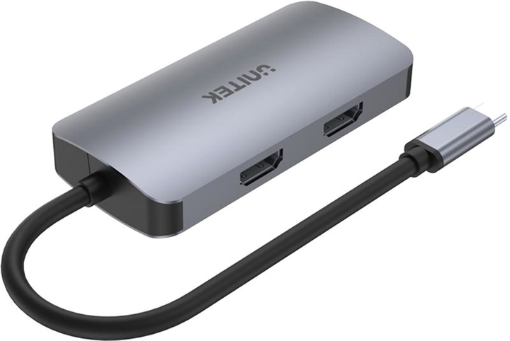 USB-хаб Unitek uHUB P5 Trio 5-in-1 USB-C Hub with MST Triple Monitor and 100W Power Delivery (D1051A) - зображення 2