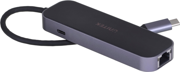 USB-хаб Unitek uHUB H6 Gloss 6-in-1 USB-C Ethernet Hub With HDMI and 100W Power Delivery (D1084A) - зображення 2