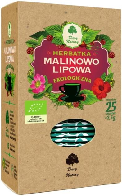 Herbatka malinowo-lipowa Dary Natury Herbatka Malinowo-Lipowa 25 x 2,5 g (DN871) - obraz 1