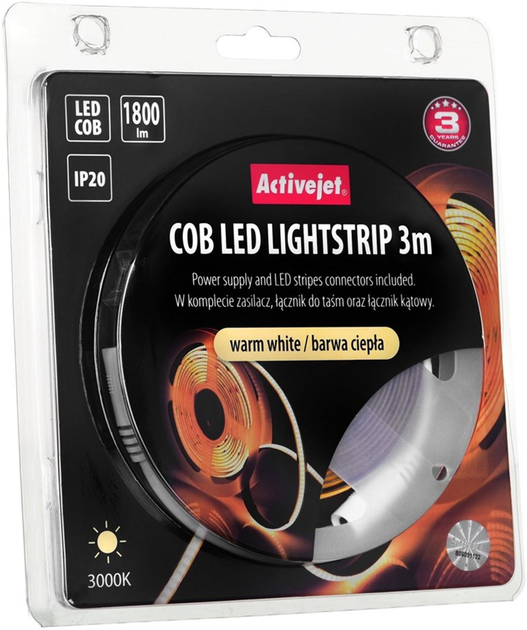 Taśma LED z zasilaczem Activejet COB 3m IP20 ciepła - obraz 8