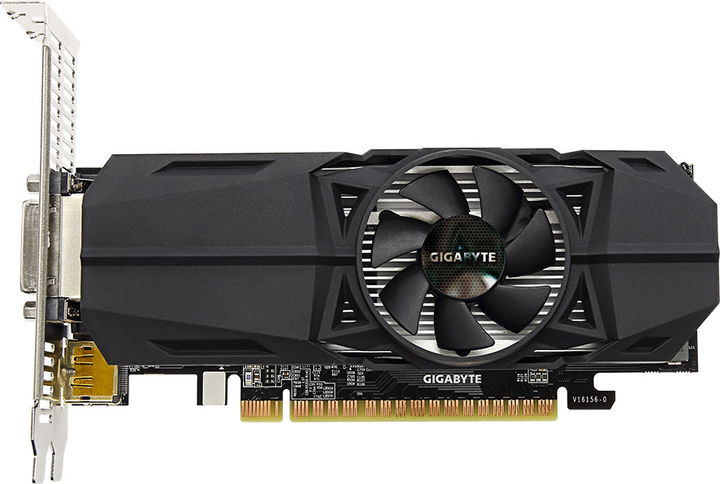 Gigabyte PCI-Ex GeForce GTX 1050 TI OC Low Profile 4GB GDDR5 (128bit) (1303/7008) (DVI, 2 x HDMI, DisplayPort) (GV-N105TOC-4GL) - obraz 1