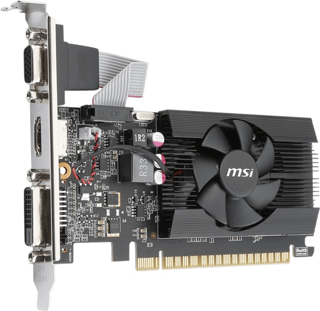 MSI PCI-Ex GeForce GT 710 Low Profile 2GB DDR3 (64bit) (954/1600) (DVI, HDMI, VGA) (GT 710 2GD3 LP) - obraz 2