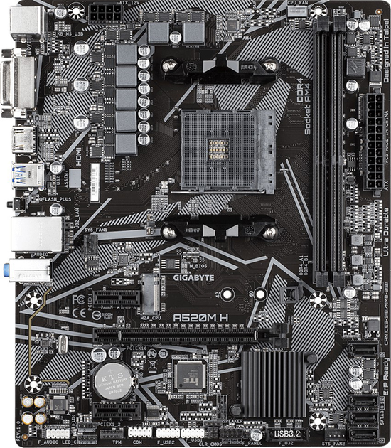 Płyta główna Gigabyte A520M H (sAM4, AMD A520, PCI-Ex16) - obraz 1