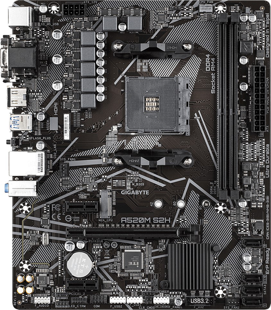 Материнська плата Gigabyte A520M S2H (sAM4, AMD A520, PCI-Ex16) - зображення 1