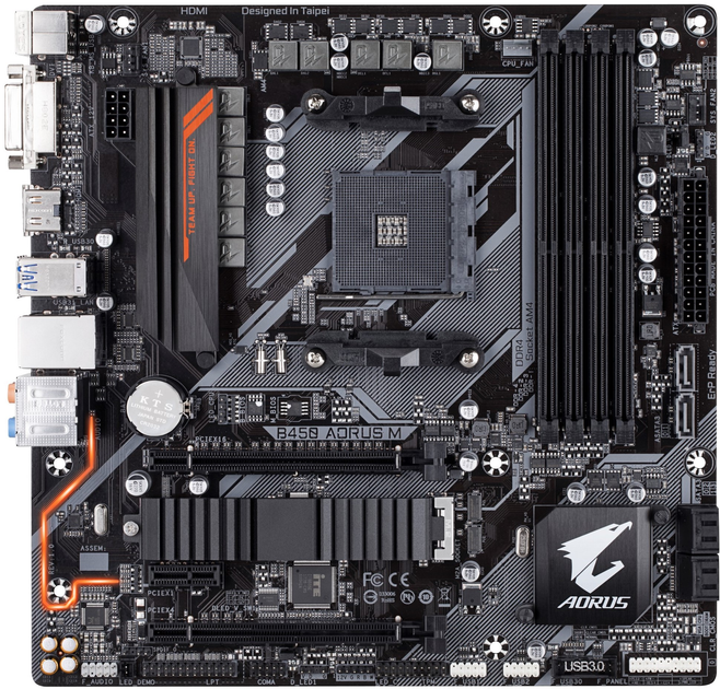 Материнська плата Gigabyte B450 Aorus M (sAM4, AMD B450, PCI-Ex16) - зображення 1