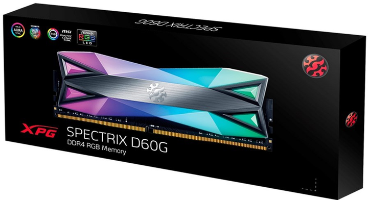 Pamięć RAM ADATA DDR4-3200 16384MB PC4-25600 (zestaw 2x8192) XPG Spectrix D60G RGB (AX4U32008G16A-DT60) - obraz 4