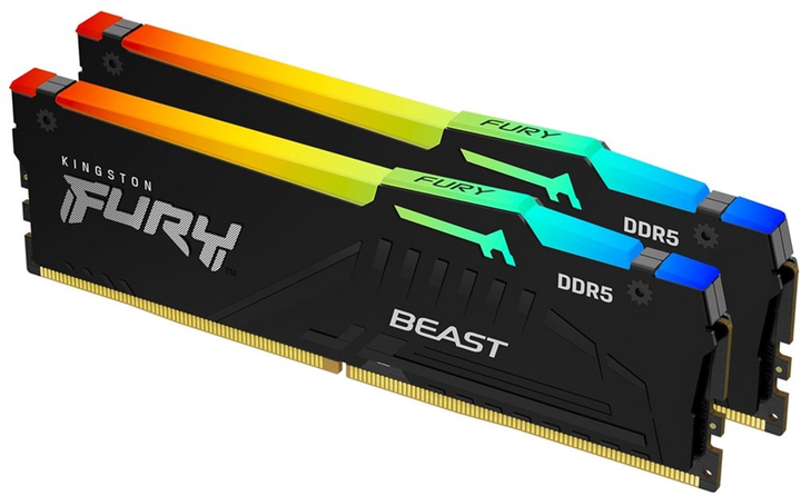 Оперативна пам'ять Kingston Fury DDR5-5600 16384MB PC5-44800 (Kit of 2x8192) Beast RGB Black (KF556C36BBEAK2-16) - зображення 1