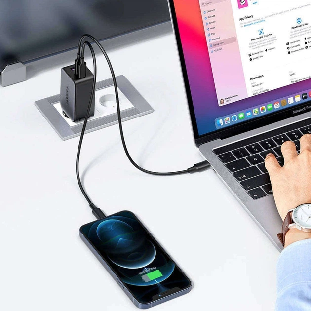 Сетевое зарядное устройство Ugreen CD244 USB-A + 2 x USB-C 65 Вт GaN Tech Fast Charger Gray (10335) - изображение 4