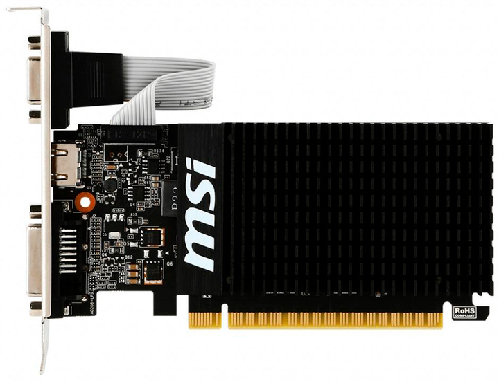 MSI PCI-Ex GeForce GT 710 1024 MB DDR3 (64bit) (954/1600) (DVI, HDMI, VGA) (GT 710 1GD3H LP) - obraz 1