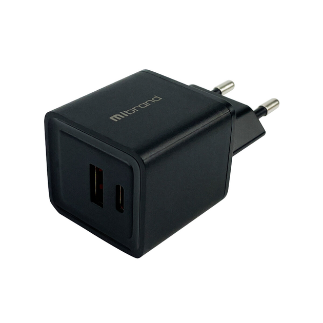 Зарядка для телефону Mibrand 30Вт с двома виходами: USB та Type-C | Зарядний пристрій | Блок для заряджання гаджетів MIWC/30UCB - зображення 2
