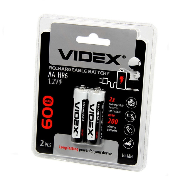 Аккумулятор (Батарея) Videx AA 600 mAh 2шт Ni-MH – фото, отзывы ...