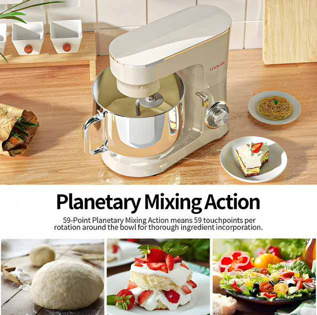 Планетарный миксер, тестомес COOKLEE SM-1551 White Кухонный комбайн для ...