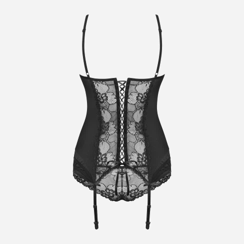 Еротичний комплект (корсет + трусики-бразиліана) Obsessive Heartina L/XL Чорний (5901688225257) - зображення 6